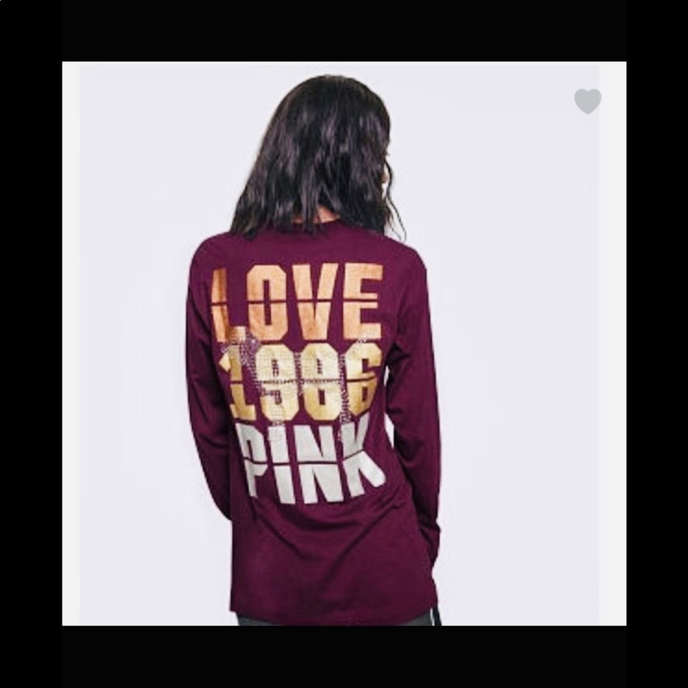 VS PINK BLING Campus Long Sleeve Tee Shirt - Picture 2 of 8